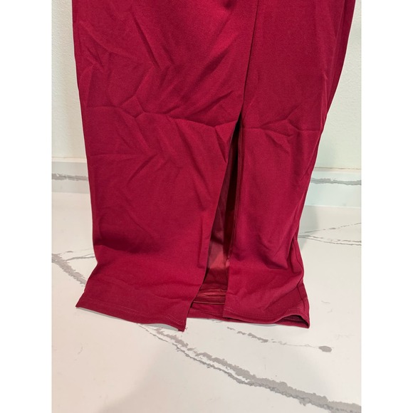 NWT Lulus So Flirty Dark‎ Magenta One-Shoulder Cutout Asymmetrical Dress Large - Picture 5 of 10